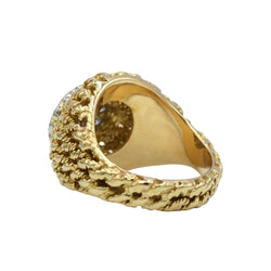 bague retro en or jaune 750 "tresses" et diamants environ 0.50 carats total années 7O - Castafiore