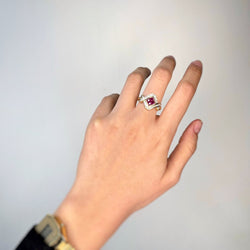 Bague rétro - Or jaune, Diamants & Saphirs roses - Castafiore