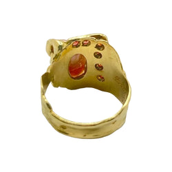 Bague ROLAND SCHAD en or jaune agate et grenats - Castafiore