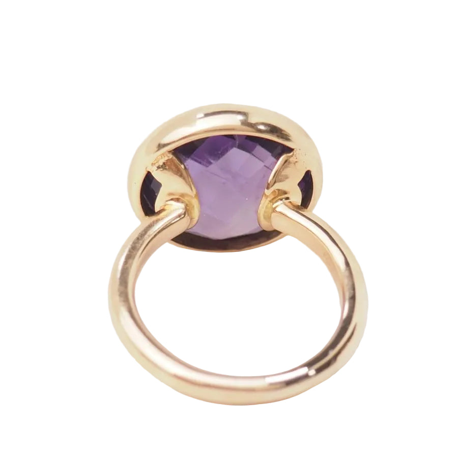 Bague ronde en or rose et améthyste façettée - Castafiore