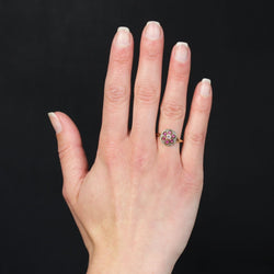 Bague ronde rubis et diamants ancienne - Castafiore