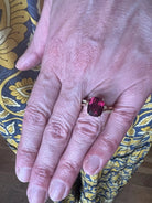 Bague Rubellite Diamants Or Jaune 18 Carats - Castafiore