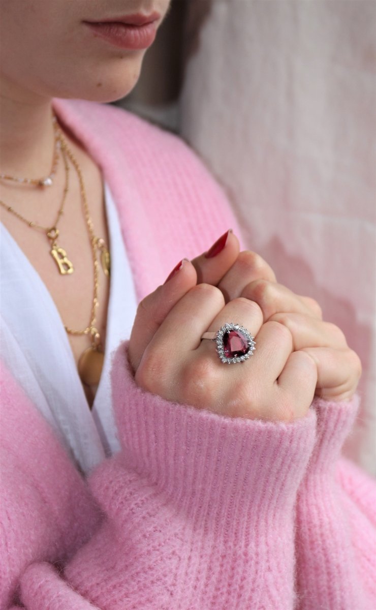 Bague rubellite et diamants - Castafiore