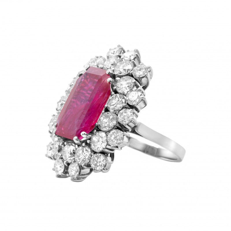 Bague Rubis Birman Non ChauffÃ©e et Diamants - Castafiore