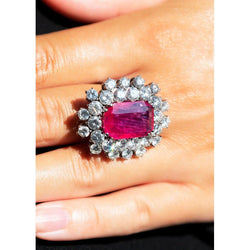 Bague Rubis Birman Non ChauffÃ©e et Diamants - Castafiore