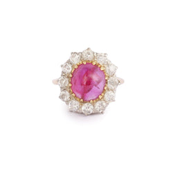 Bague Rubis Birman Non Chauffé 3.63 Carats Diamants Platine Or Jaune (Certificat) - Castafiore