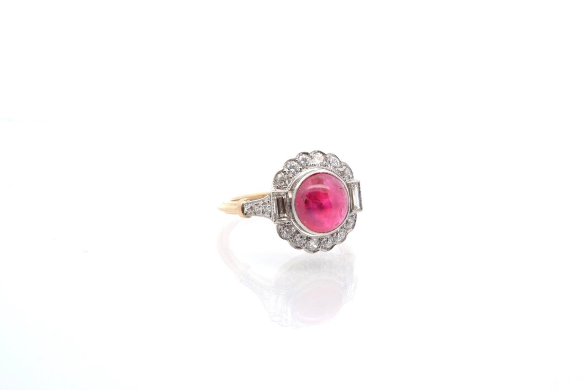 Bague rubis birman non chauffé et diamants - Castafiore