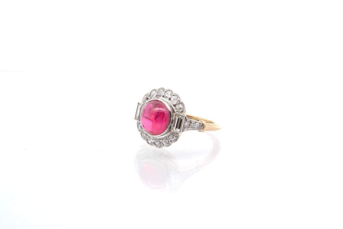 Bague rubis birman non chauffé et diamants - Castafiore