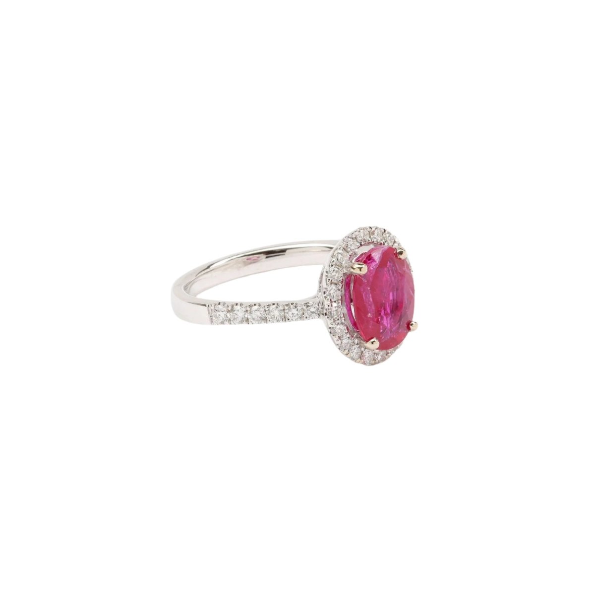 Bague Rubis Birmanie 1.80 Carats Diamants Or Gris 18 Carats (Certificat) - Castafiore