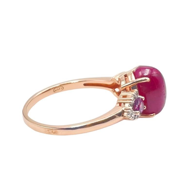 Bague rubis cabochon et grenats - Castafiore