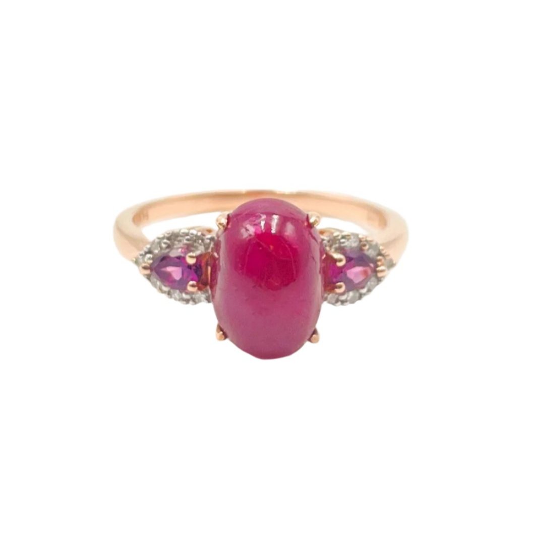 Bague rubis cabochon et grenats - Castafiore