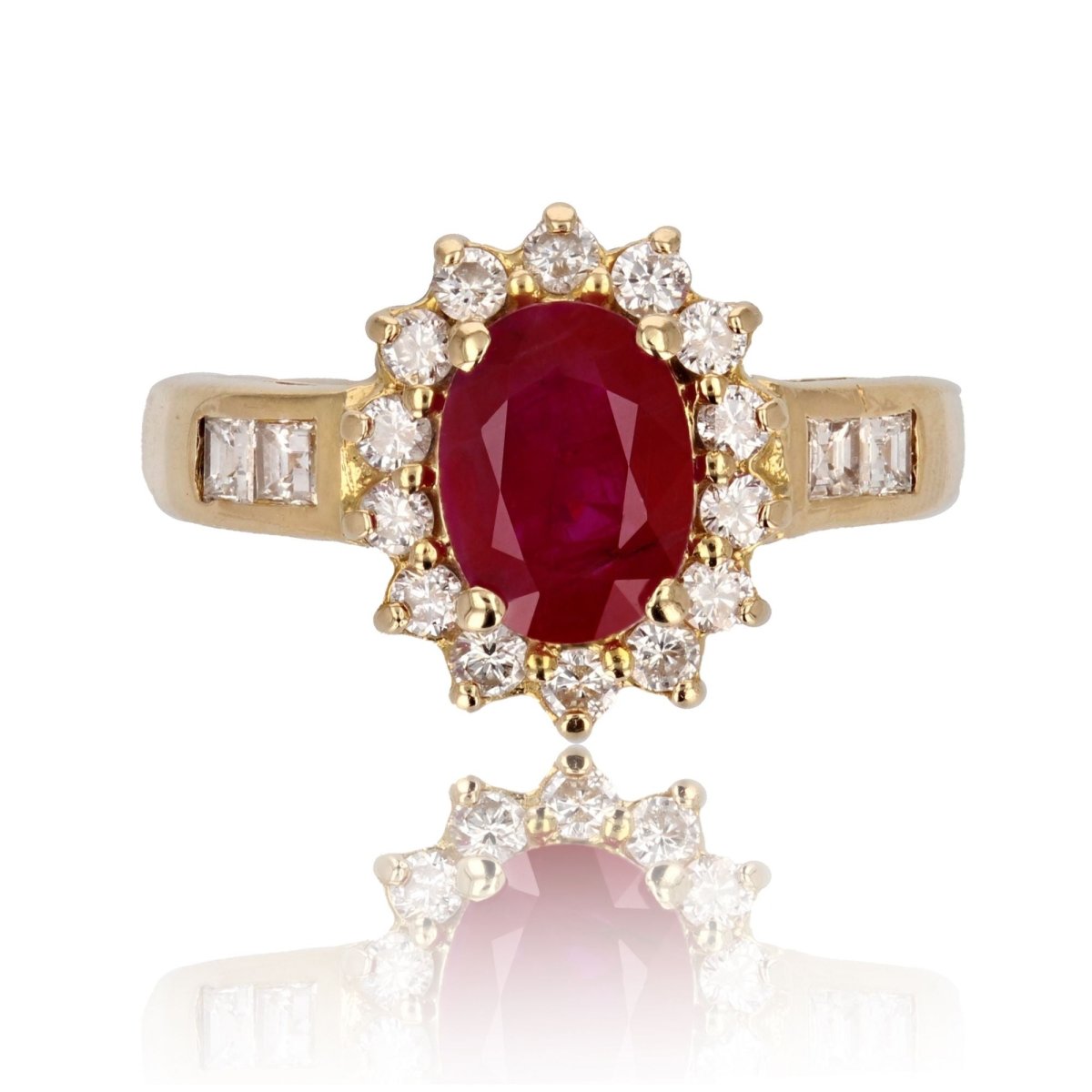 Bague rubis diamants or jaune - Castafiore