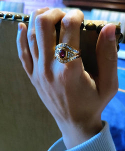 Bague Rubis Diamants Sur Or Jaune - Castafiore