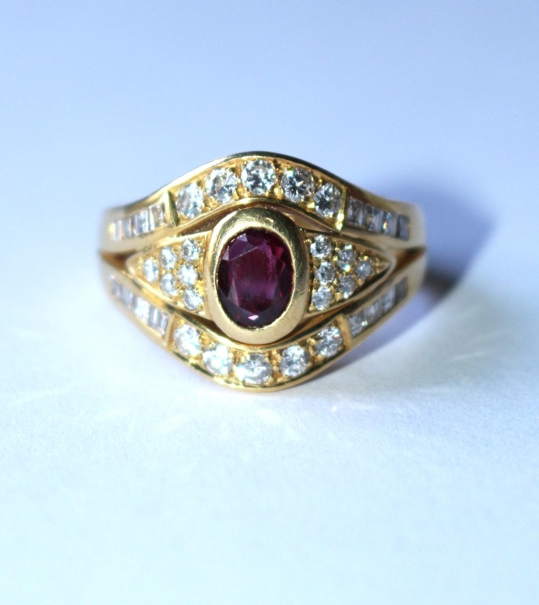 Bague Rubis Diamants Sur Or Jaune