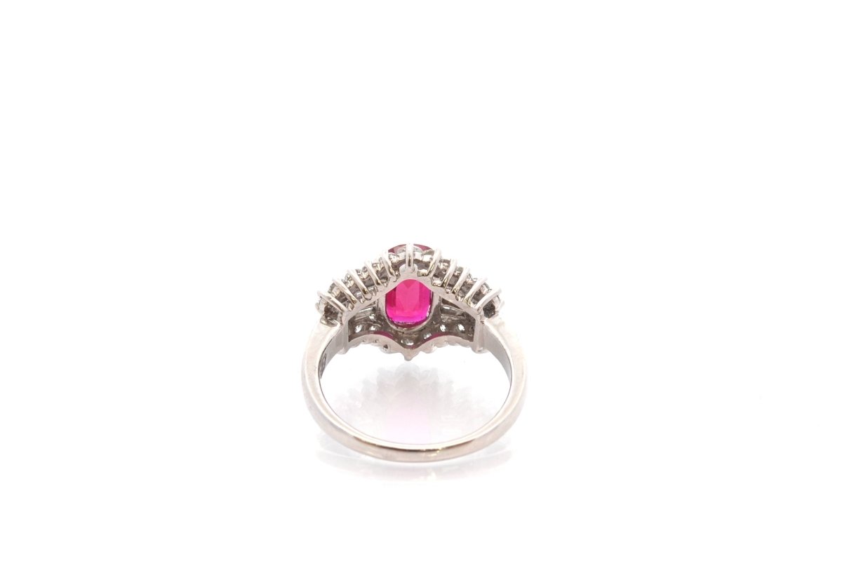 Bague rubis en platine et diamant - Castafiore