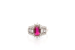 Bague rubis en platine et diamant - Castafiore