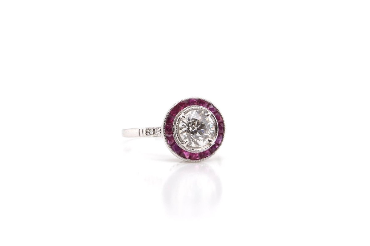 Bague rubis et diamants en or blanc 18k - Castafiore