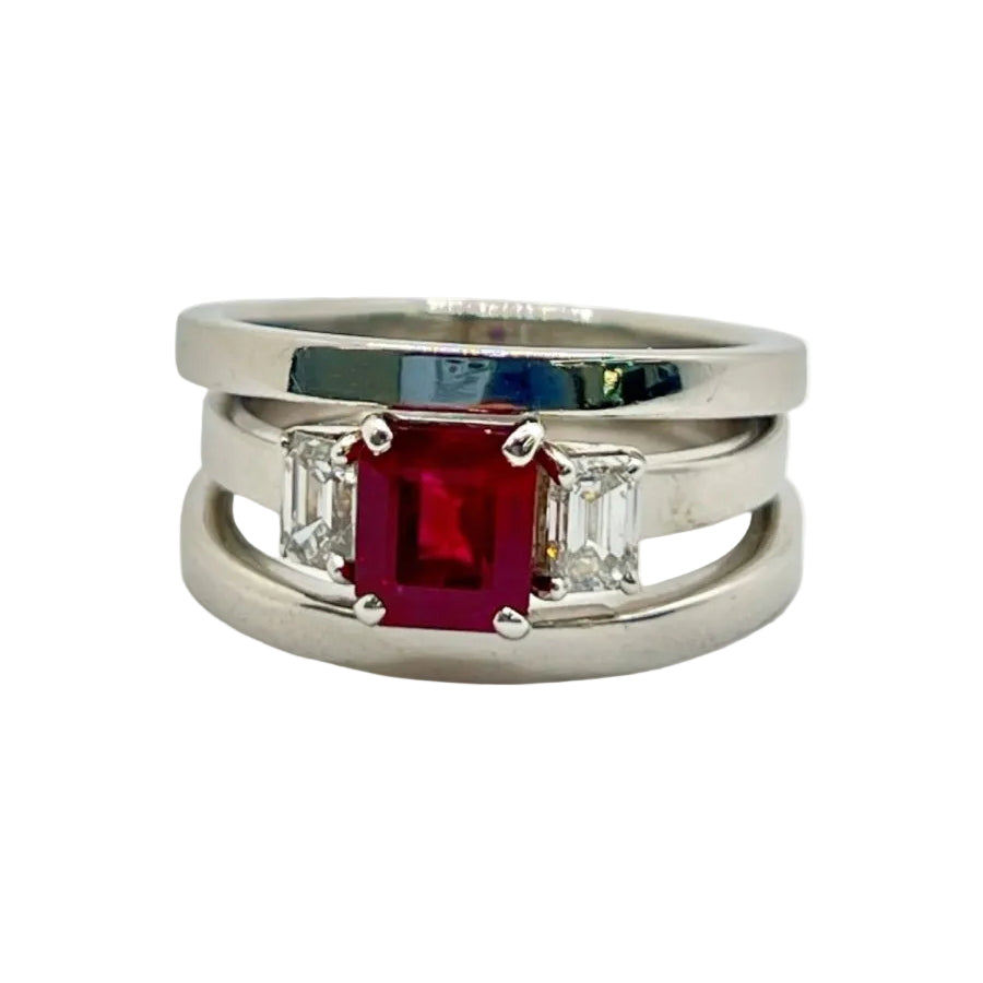 Bague Rubis et diamants en or blanc - Castafiore
