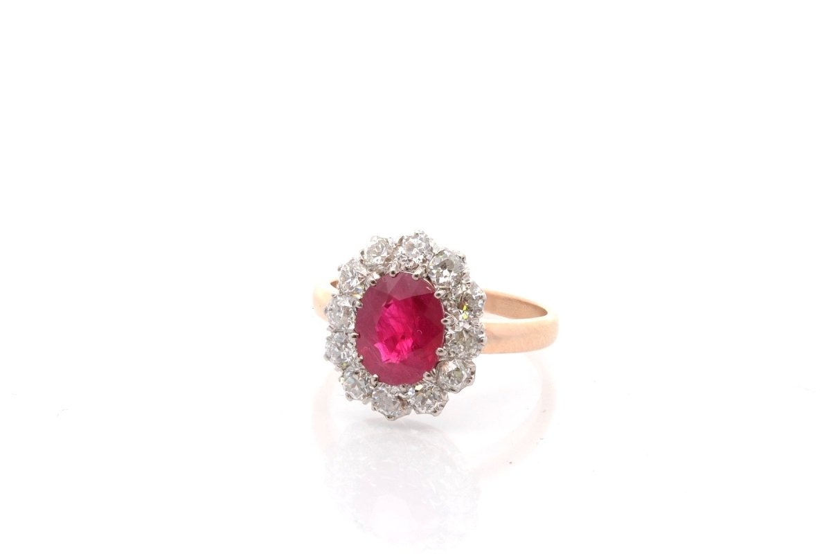 Bague rubis et diamants en platine et or - Castafiore