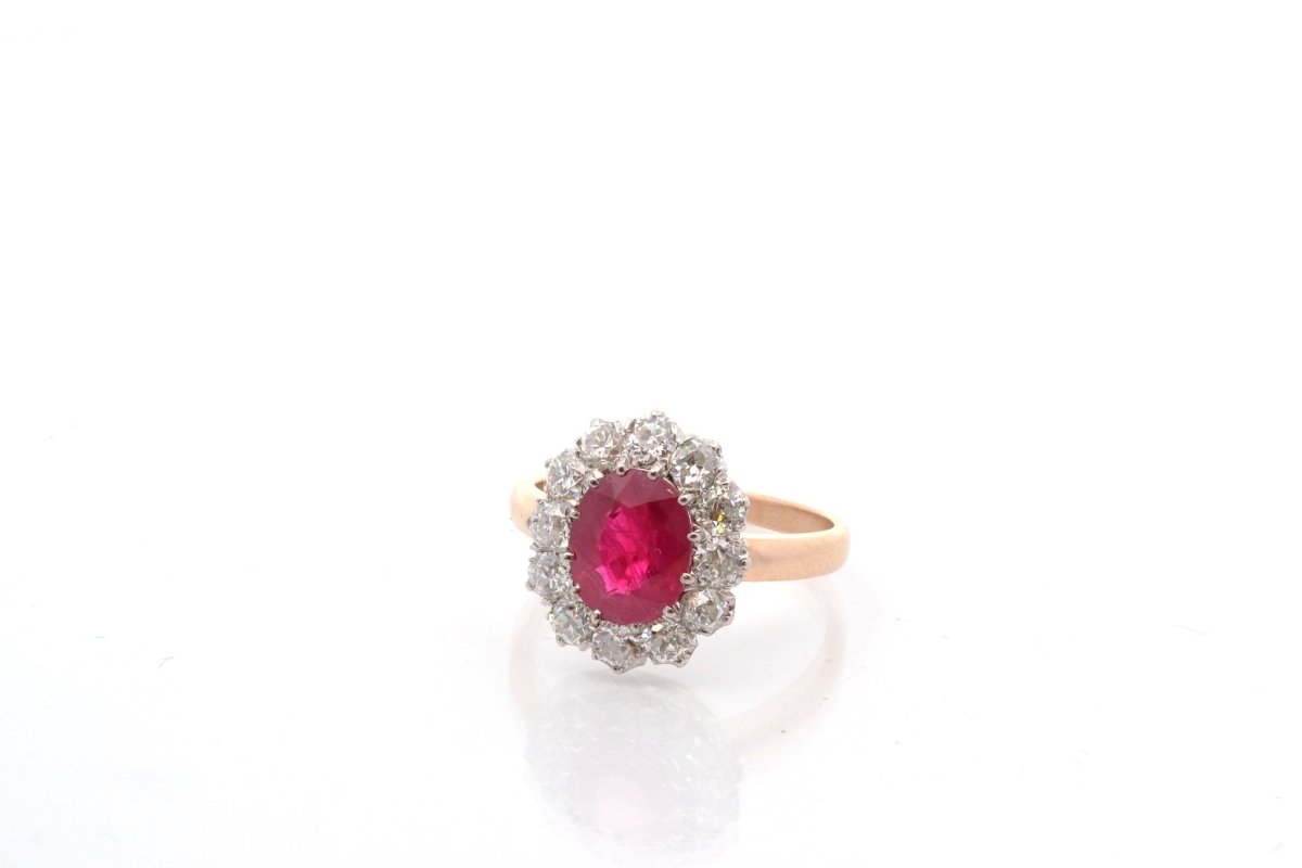 Bague rubis et diamants en platine et or - Castafiore