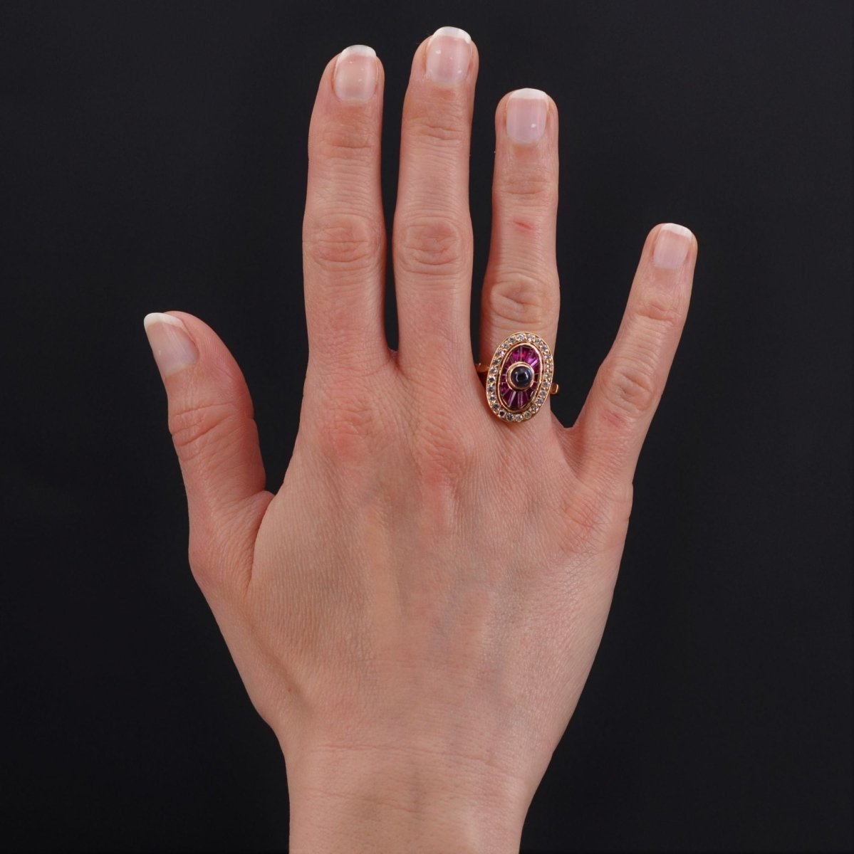 Bague rubis saphirs diamants style art déco - Castafiore