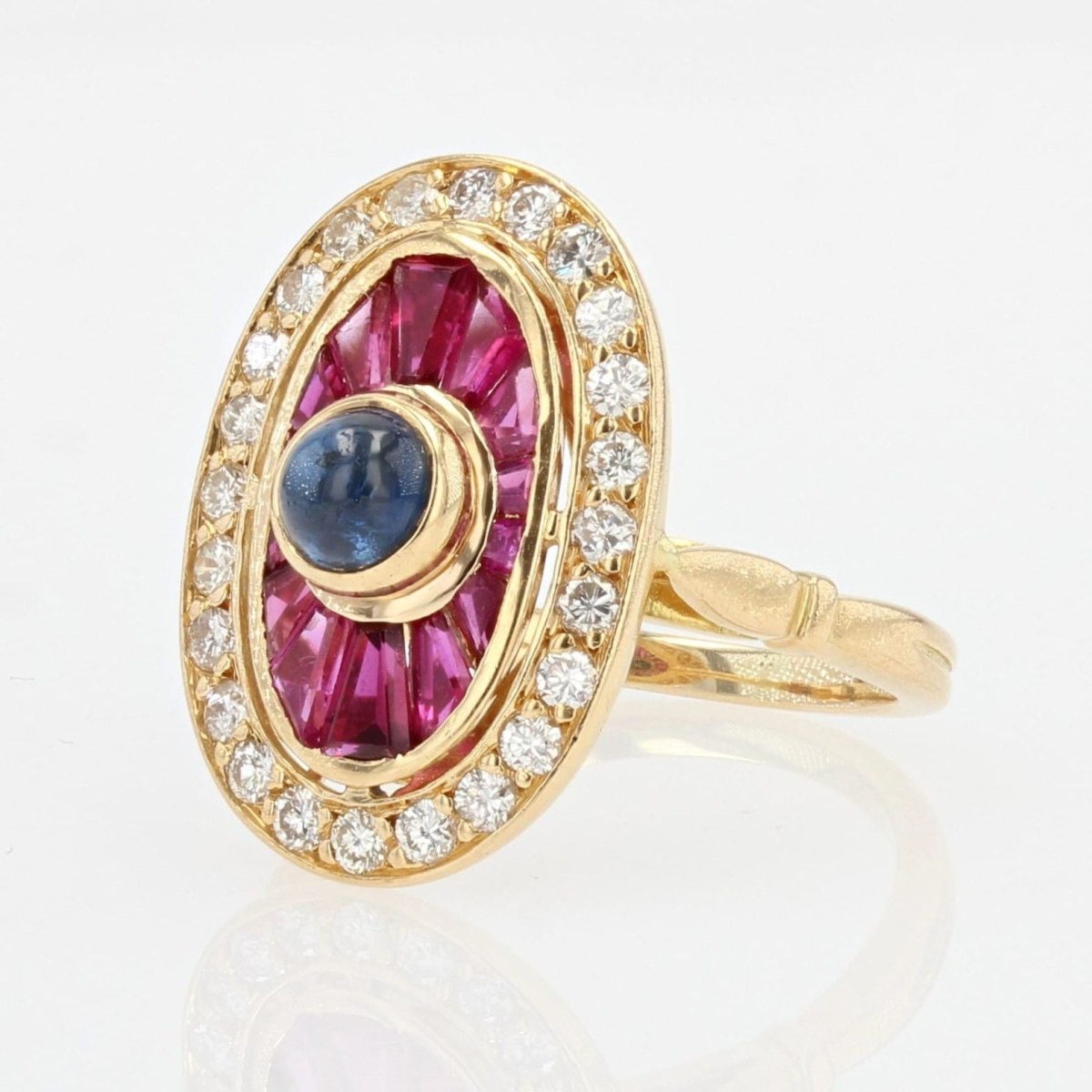 Bague rubis saphirs diamants style art déco - Castafiore