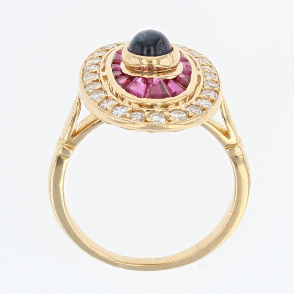 Bague rubis saphirs diamants style art déco - Castafiore