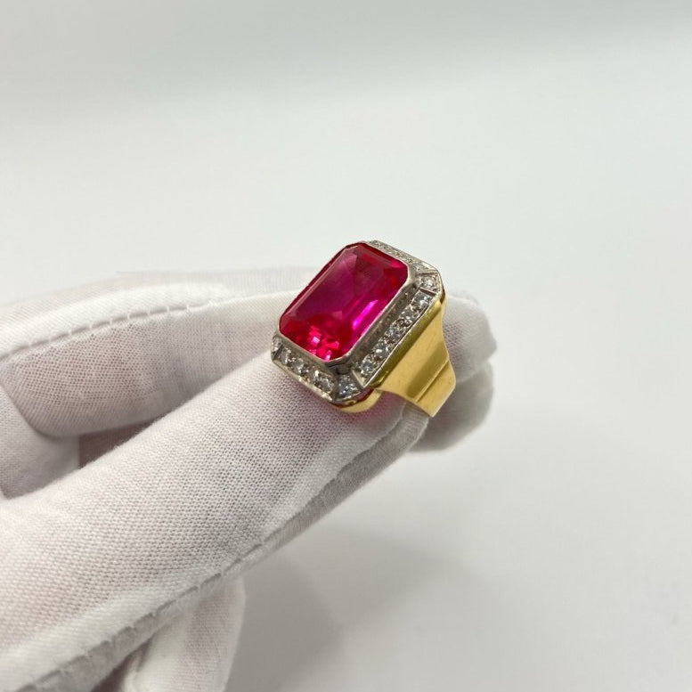 Bague Rubis synthétique en or jaune - Castafiore