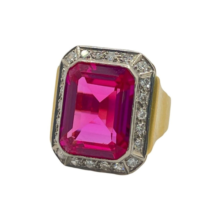 Bague Rubis synthétique en or jaune - Castafiore