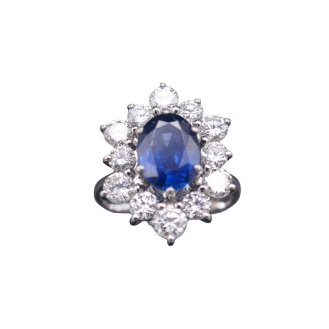 Bague Saphir 2,92 carats Et Diamants 1,80 carat. - Castafiore