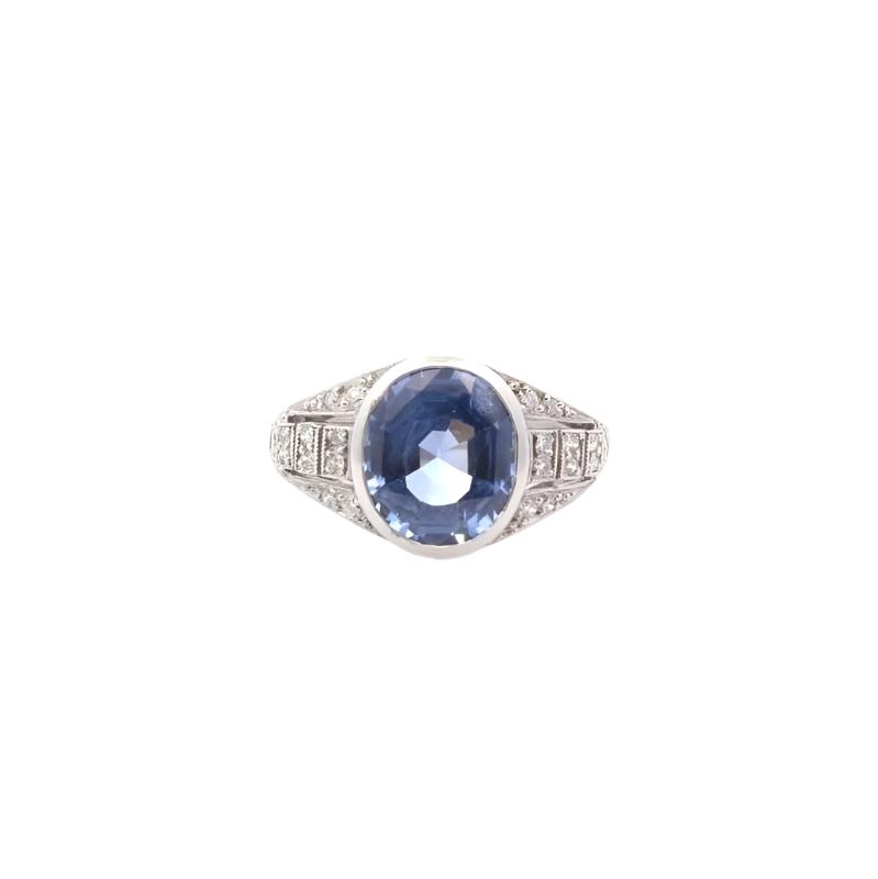 Bague saphir 3,71cts et diamants en platine - Castafiore