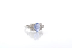 Bague saphir cabochon et diamants en or blanc - Castafiore