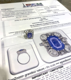 Bague Saphir Ceylan Non Chauffé 4.66 Carats Diamants Platine Or Gris 18 Carats (Certificat) - Castafiore