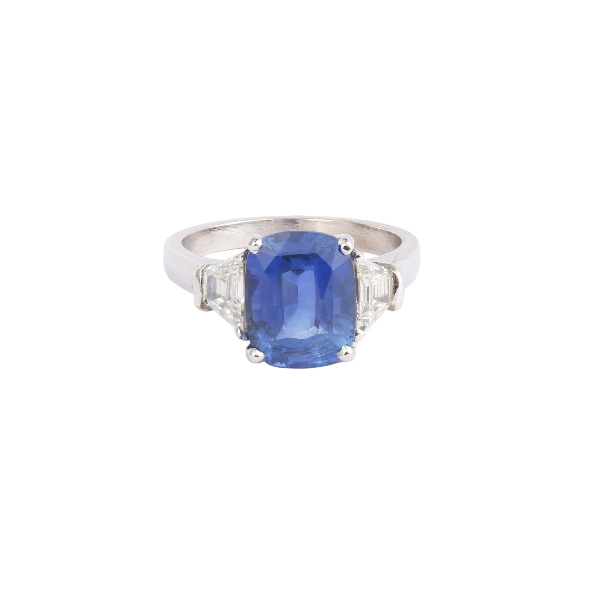 Bague Saphir coussin en or gris et diamants - Castafiore