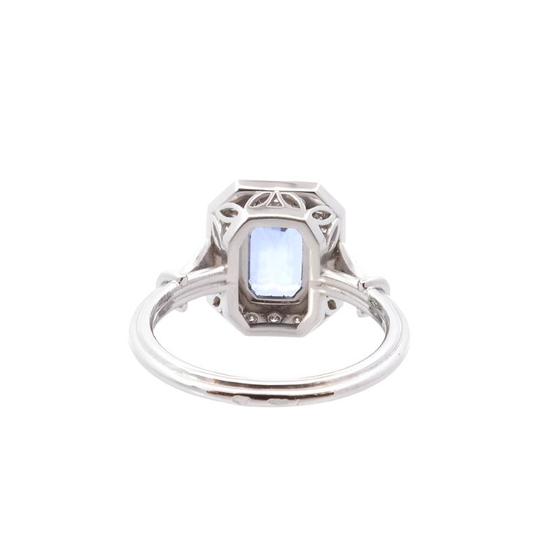 Bague saphir de 1,42 cts et diamants en platine - Castafiore