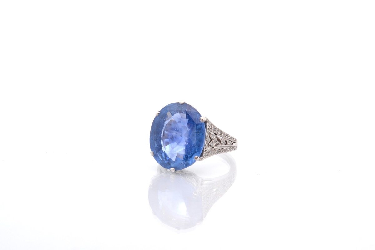 Bague saphir de Ceylan en platine - Castafiore