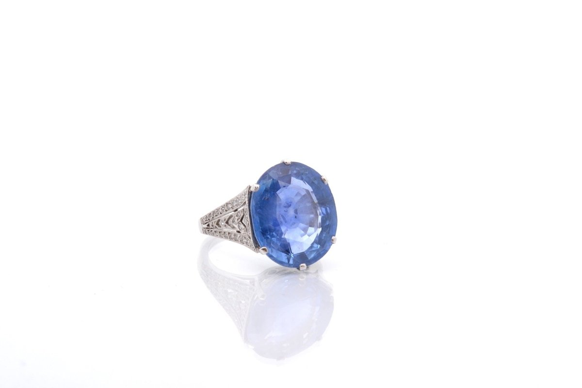 Bague saphir de Ceylan en platine - Castafiore