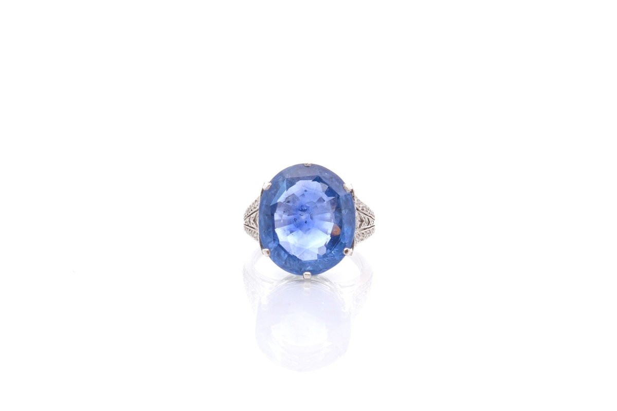 Bague saphir de Ceylan en platine - Castafiore