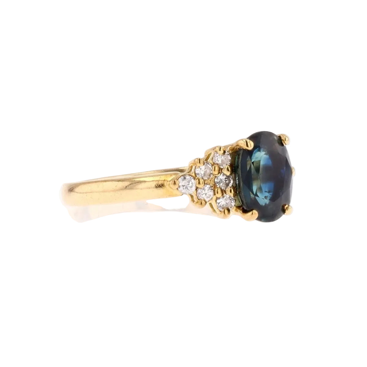 Bague saphir diamants en or jaune - Castafiore