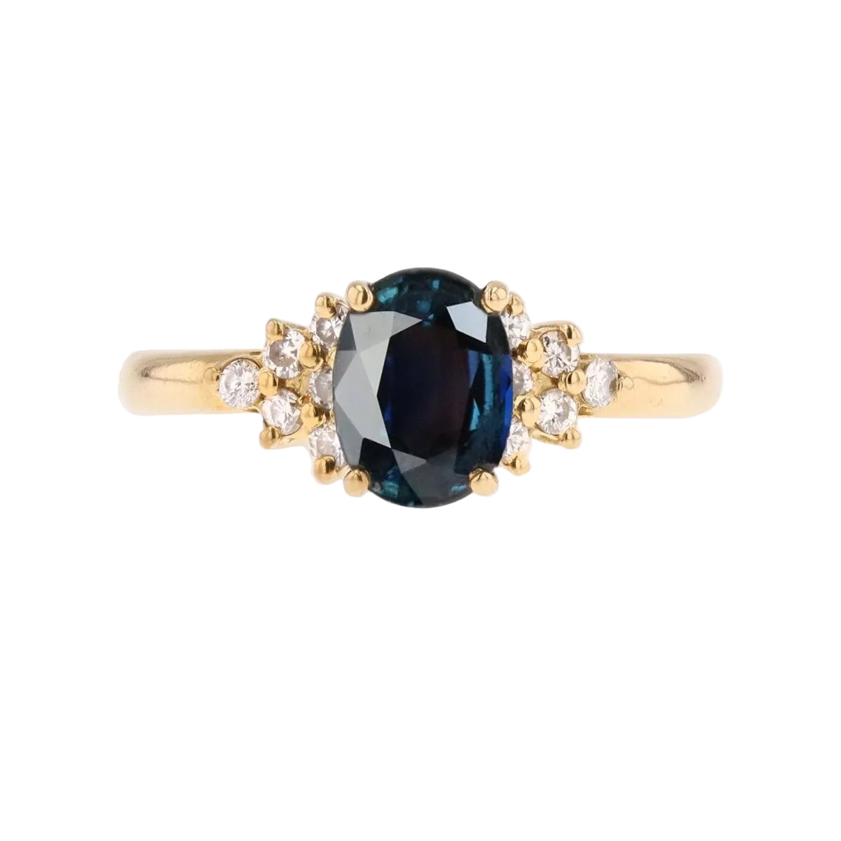 Bague saphir diamants en or jaune - Castafiore