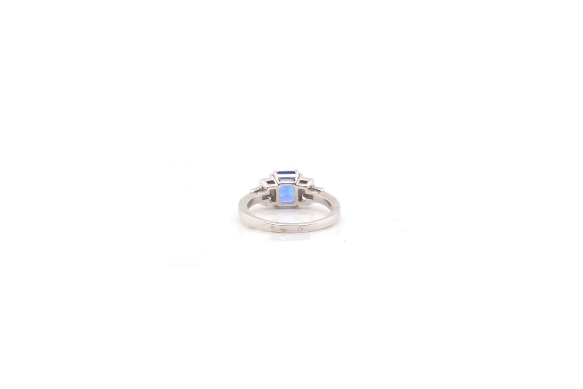 Bague saphir diamants en platine - Castafiore