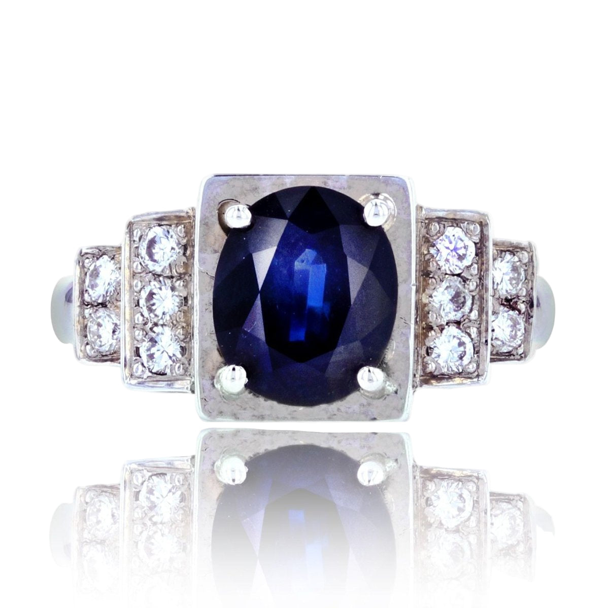 Bague saphir diamants style art déco - Castafiore