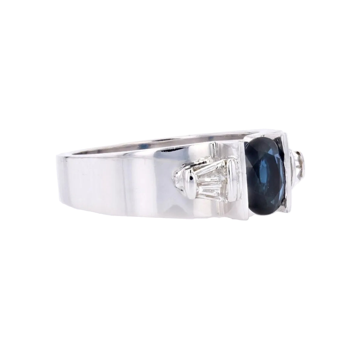 Bague Saphir diamants trapèze en or blanc - Castafiore