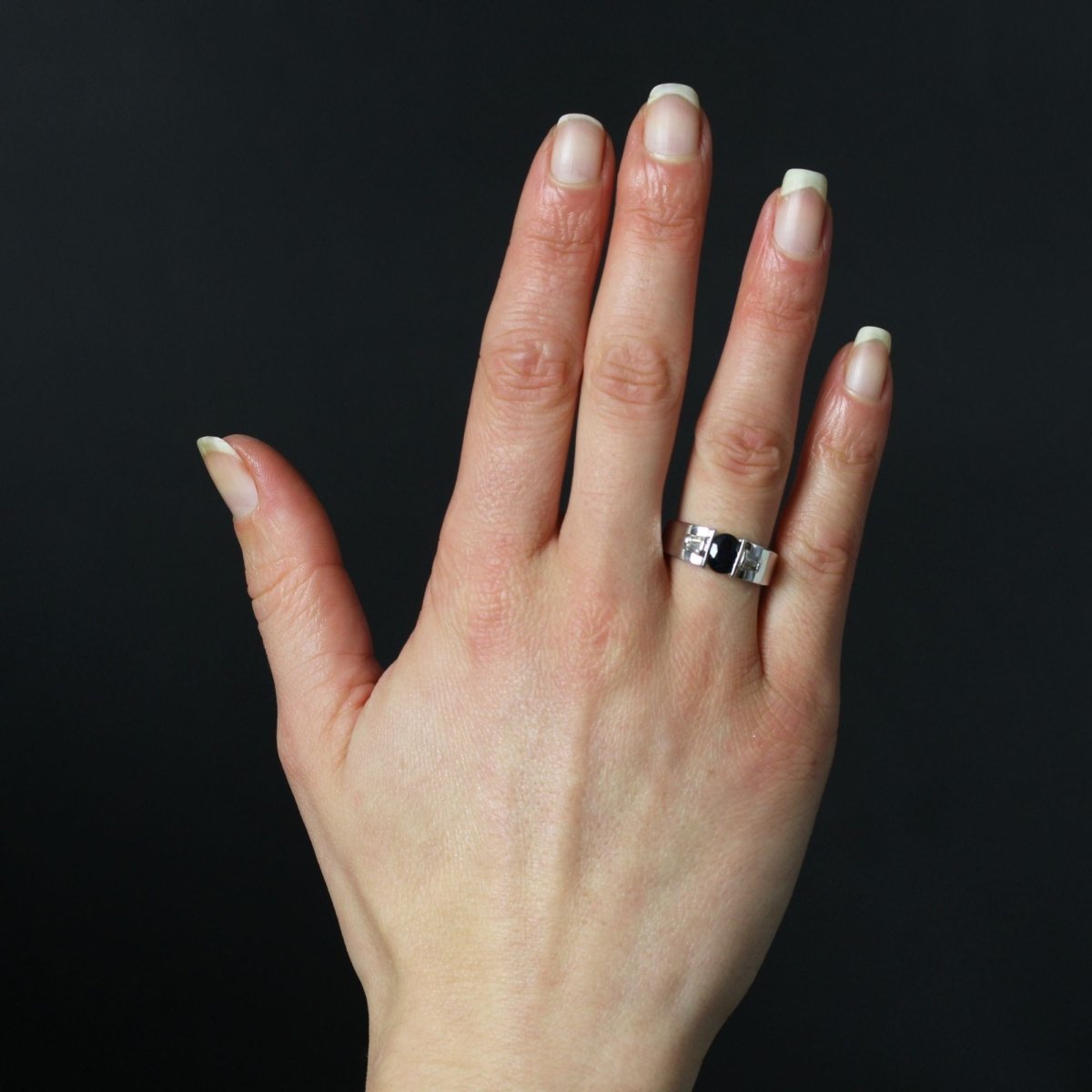 Bague Saphir diamants trapèze en or blanc - Castafiore