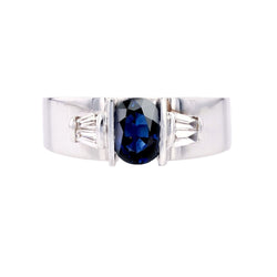 Bague Saphir diamants trapèze en or blanc - Castafiore