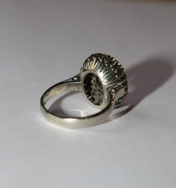 Bague Saphir Double Entourage Diamants Or Blanc - Castafiore