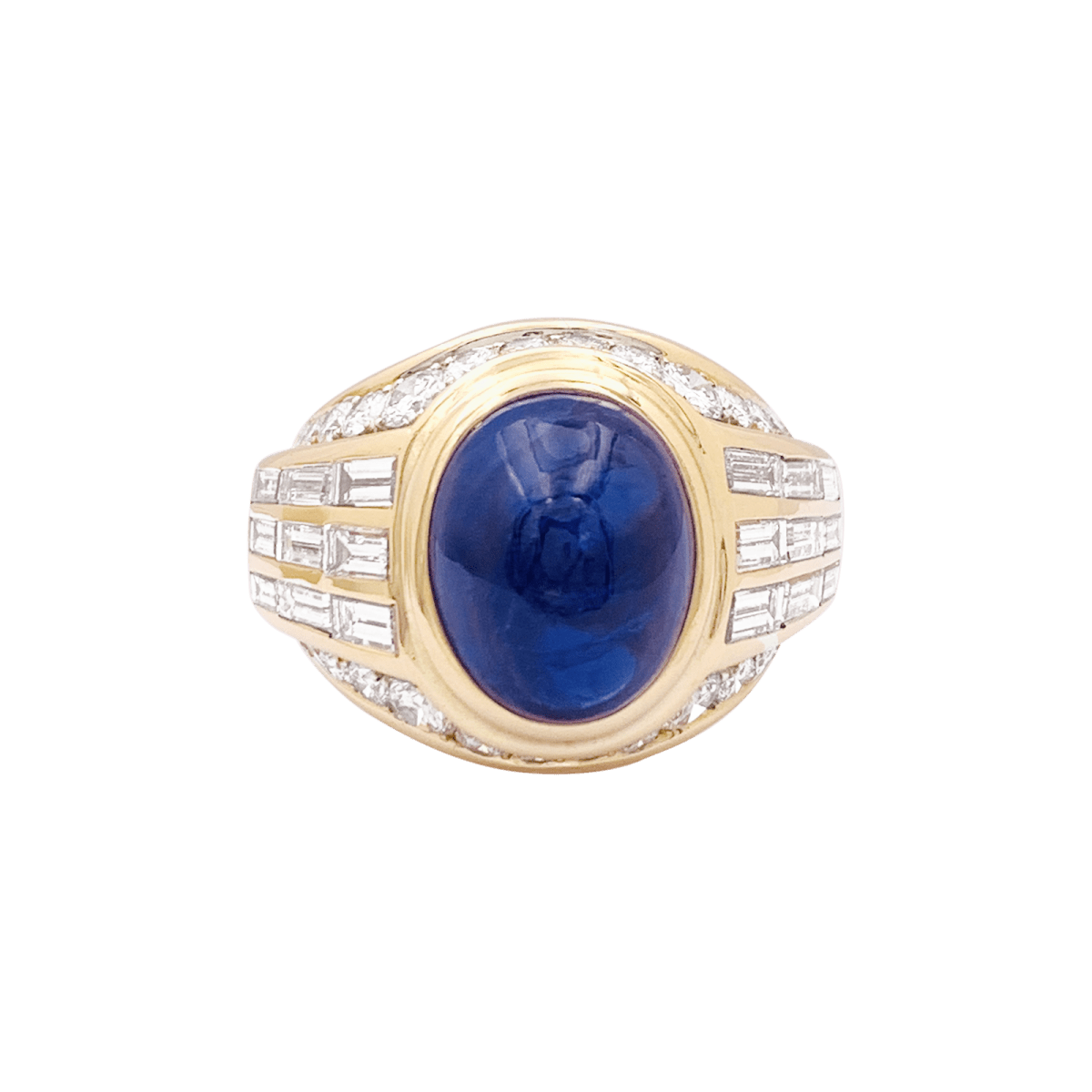 Bague saphir en or jaune et diamants - Castafiore