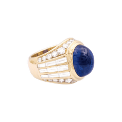 Bague saphir en or jaune et diamants - Castafiore