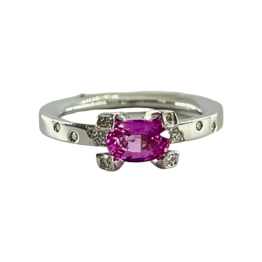 Bague Saphir et diamants en or blanc - Castafiore