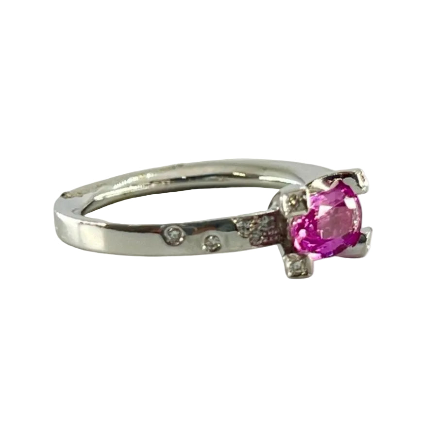 Bague Saphir et diamants en or blanc - Castafiore